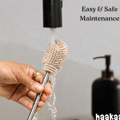 Haakaa Silicone Cleaning Brush Kit – Household Cleaning Brushes for Bottles and Crevices – Food-Grade Silicone: Dishwasher Safe (Brush-Pebble) - color: Brush-pebble