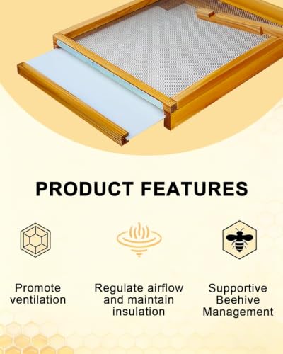 vensovo Beehive Screened Bottom Board for 10 Frame Langstroth Hives — Beeswax-Coated Base with Solid Wood Frame, Ventilation & Moisture Control (22 x 16 x 2.6 Inch)