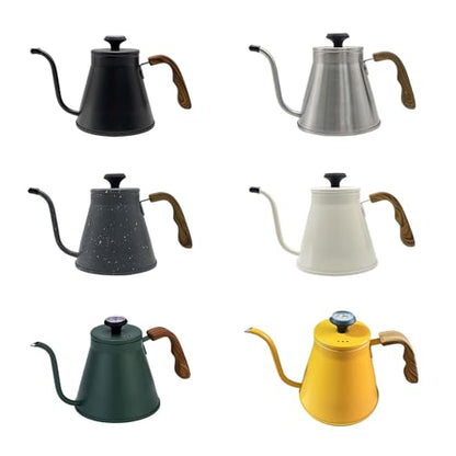 1.2L Stainless Steel Drip Coffee Kettles with Integrated Thermometers and Ergonomic Handle for Brewing Modern Design Kettles - color: Yellow