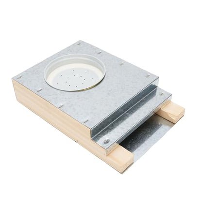 Pssopp Beehive Entrance Feeder Beehive Front Entrance Feeder Bee Wooden Aluminum Front with Untreated Wood for Inverted Glass Jar Easy Syrup Check