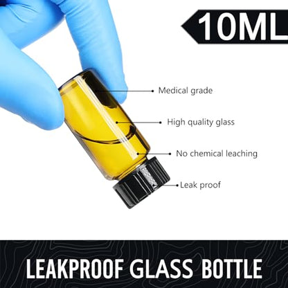 10ml Amber Glass Bottles for Essential Oils, Chemistry Lab Chemicals, Colognes & Perfumes (10 Pieces) - size: 10ml-10pcs