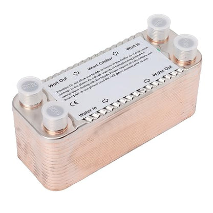 30 Plate Plate Heat Exchanger Stainless Steel Wort Chiller for Homebrew Beer Cooling Counterflow Brewing Cooling Coiler with NPT 1/2 Inch Thread