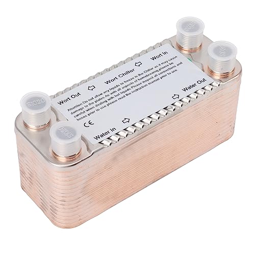 30 Plate Plate Heat Exchanger Stainless Steel Wort Chiller for Homebrew Beer Cooling Counterflow Brewing Cooling Coiler with NPT 1/2 Inch Thread