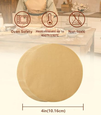 Katbite 200Pcs 4 Inch Parchment Paper Rounds, Unbleached & Non-stick, Precut Parchment Circles for Cheesecake Spring Pans, Storage/Freezing Hamburger Patties, Baking Pizzas - size: 4inch-200-Unbleached