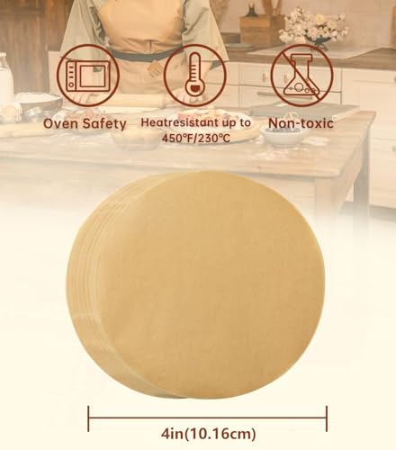 Katbite 200Pcs 4 Inch Parchment Paper Rounds, Unbleached & Non-stick, Precut Parchment Circles for Cheesecake Spring Pans, Storage/Freezing Hamburger Patties, Baking Pizzas - size: 4inch-200-Unbleached