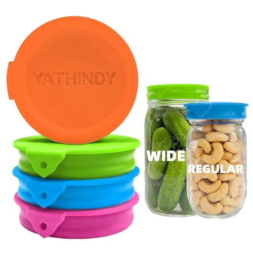 ORIGINAL CREATOR-4 Pack Silicone Mason Jar Lids for Ball, Kerr and More,Fit Regular Mouth & Wide Mouth Storage Caps for Mason/Canning Jars,Leak-Proof,Dishwasher Safe(Single-color) - color: Single-color