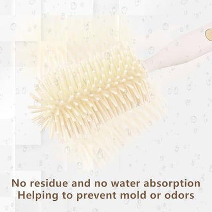 3-Pack Silicone Baby Bottle Brush, Bottle Cleaner, with Convenient Hang Up, Food Grade Silicone, Effortless Scrubbing Cleaning Brushes for Long Narrow, Sports, Baby Bottles (Latte)