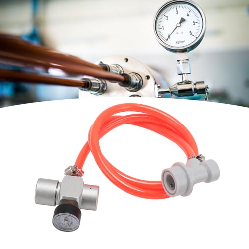Omabeta 1PCS Mini Keg Regulator, Stainless Steel Automatic CO2 Pressure Regulator With 1m Red Hose For Homebrew Beer Coffee Soda Dispenser Outdoor Travel
