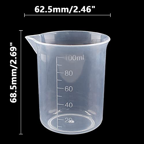 Waziaqoc 100ml/3.4oz Plastic Graduated Beaker, 3 Pack, Transparent | PP Material, Measuring Cup, Mixing Cup, For Kitchen Lab - color: 3pcs, size: 100 ml