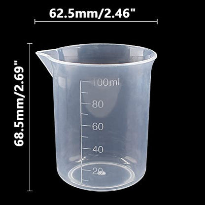 Waziaqoc 100ml/3.4oz Plastic Graduated Beaker, 3 Pack, Transparent | PP Material, Measuring Cup, Mixing Cup, For Kitchen Lab - color: 3pcs, size: 100 ml