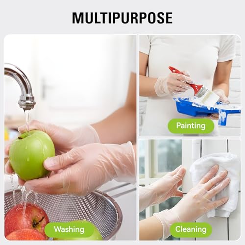 SWIFTLITE Disposable Vinyl Gloves, Food Safe, Latex-Free Powder-Free Clear Plastic Gloves for Cooking, House Clean, Food Prep - size: X-Large