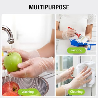 SWIFTLITE Disposable Vinyl Gloves, Food Safe, Latex-Free Powder-Free Clear Plastic Gloves for Cooking, House Clean, Food Prep - size: Small