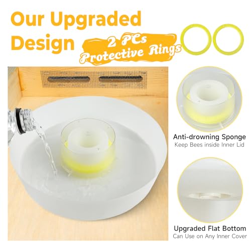 Upgraded Rapid Bee Top Feeder with Anti-Drowning Sponge Rings, Round Hive Top Feeders for 8-Frame and 10-Frame Bee Hives (2 Pack) - style: 2 Pack