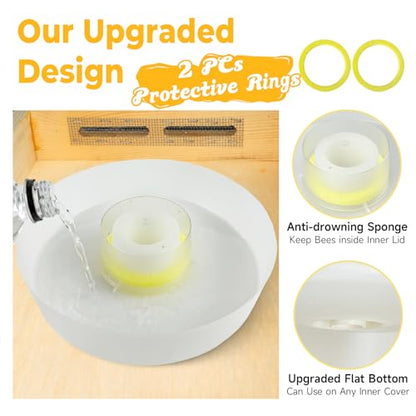 Upgraded Rapid Bee Top Feeder with Anti-Drowning Sponge Rings, Round Hive Top Feeders for 8-Frame and 10-Frame Bee Hives (2 Pack) - style: 2 Pack
