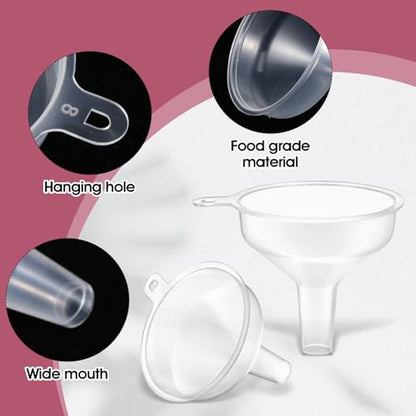 10 Pack Small Funnels Food Grade Mini Funnel Easily Transfer Liquids Granules Powders Plastic Funnels for Kitchen Use Filling Bottles Water Bottle Funnel Lotion Essential Oils