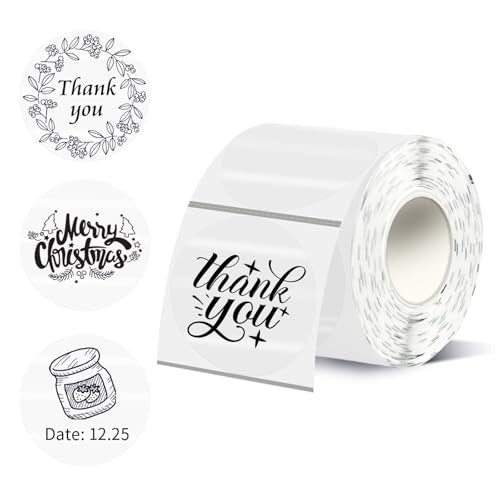 Thermal Labels,2 Inch Transparent Color Round Thermal Printer Stickers,Self-Adhesive Round Direct Thermal Labels,Thermal Stickers for DIY Logo Design,Name Tag (300/Roll - color: Transparent Color, size: 2 inches