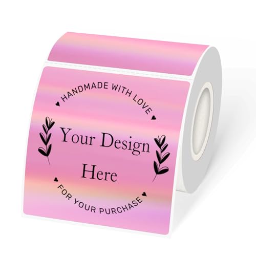 Holographic Square Thermal Labels Stickers 3" x 3", Direct Square Thermal Stickers Labels, Glitter Self-Adhesive Thermals Label for Small Business- Holographic Pink - color: Holographic Pale Pink, size: 3 X 3 inch