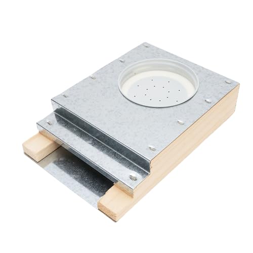 Haofy Beehive Entrance Feeder Compact Untreated Beech Wood Aluminum 16.7x11.2x3.5cm Entrance Bee Feeder Inverted Glass Jar Minimizing Spillage for Backyard Beekeeping Small Apiaries