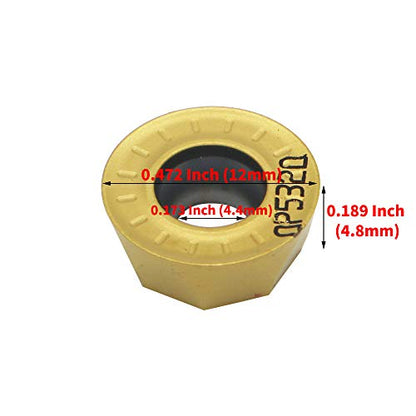 10pcs Carbide Milling Insert RPMT1204 （ R6）Round,CNC Milling Machine Indexable Milling Insert,Tungsten Steel Surface Golden Coating, Very Suitable for Processing Steel and Stainless Steel. - size: RPMT1204M-C DP