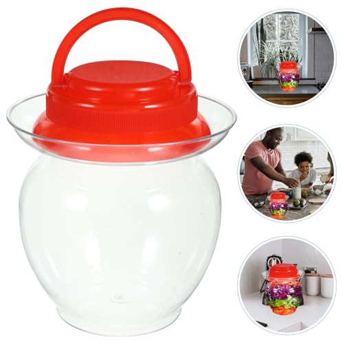 Airtight 1l Plastic Pickling Jar with Inner Lid Fermenting Vegetable Storage Container for Household Sauerkraut and Kimchi