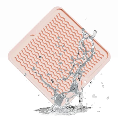 ZLR 4-in-1 Silicone Mat 12" x 12" / 305 x 306mm Square - Dish Drying Mat, Air Fryer Mat, Coffee Maker Pad & Heat Resistant Trivet (up to 450°F) - Non-Slip Food-Grade BPA-Free (Peach Pink) - color: Peach Pink, size: 12" x 12"