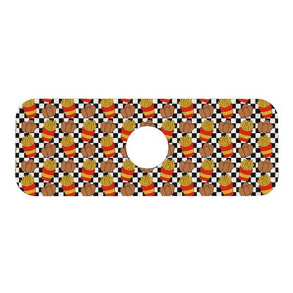 Fries Chicken Nuggets Black White Checkerboard Faucet Mat For Kitchen Sink, Absorbent Countertop Protector, Quick Dry Sink Splash Guard Pad, Waterproof Draining Mat 15" X 5.5" - color: Style 2