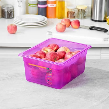 Restaurantware Food Storage Container 1 Pack of 9.5 qt Plastic Stackable Microwave-Safe Bin Dishwasher Safe Freezer Safe Purple Containers for Kitchen Storage - size: Half Size