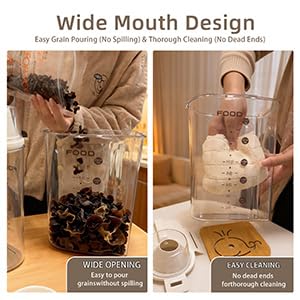 4-Pc Airtight Cereal Storage Containers Set(1.8L×2 & 2.5L×2), Cereal Containers Storage with Pour Spout & Measuring Cup, BPA-Free Plastic Canisters for Rice, Flour, Pet Food Kitchen Pantry