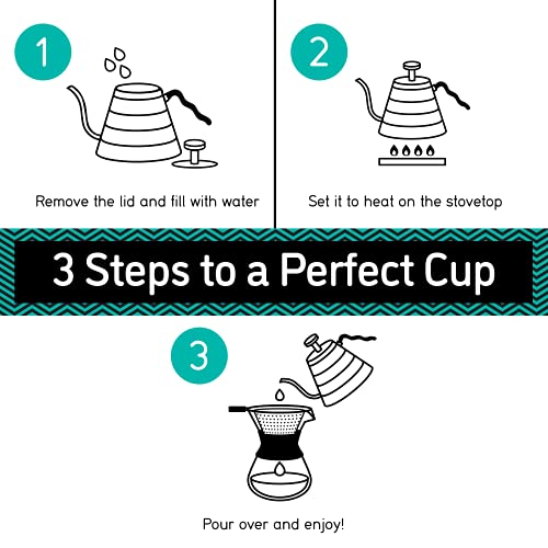 Coffee Gator Gooseneck Kettle with Thermometer - 40oz Premium Stainless Steel Pour Over Coffee Maker Kettles, Stove Top, w/Precision Drip Spout, for Drip Coffee, French Press, Tea Kettle, 5 Cup, 1.2L - size: 40 fl oz
