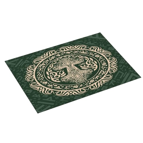 Kitchen Drying Mat for Countertop Celtic Tree Of Life Style Non-Slip Kitchen Counter Mat for Dishes Glassware - color: Dark Green