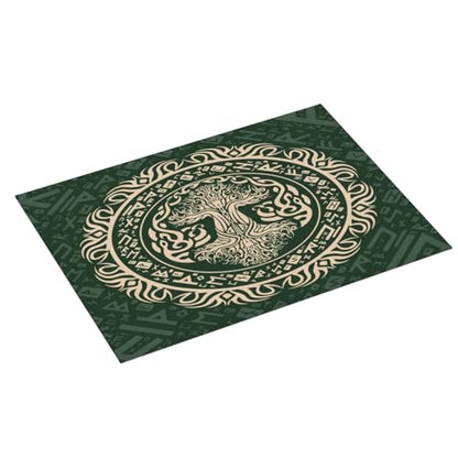 Kitchen Drying Mat for Countertop Celtic Tree Of Life Style Non-Slip Kitchen Counter Mat for Dishes Glassware - color: Dark Green