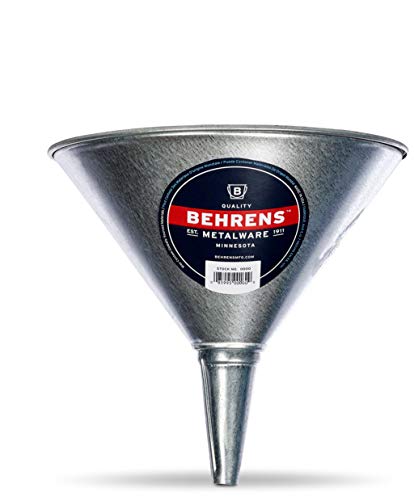 Behrens GF52 Galvanized Steel Funnel with Screen, 2 Quart, Silver