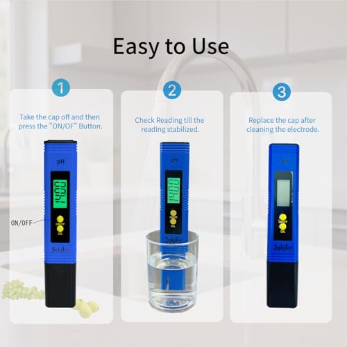 pH Meter for Water, Hydroponics Digital Tester Pen 0.01 High Accuracy Pocket Size with 0-14 Measurement Range, ph up and Down for hydroponics Growing System/Plants/Canning/Soil (Blue)