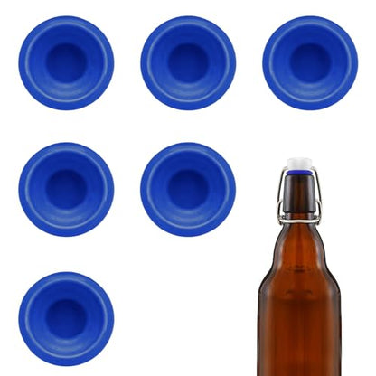 6PCs Dopamine color Silicone Gaskets Washers Seals for Cap Swing Flip Top for Home Brew Beer Soda Bottle Sealing (Blue) - color: Blue