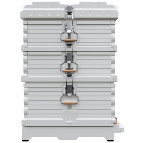 Apimaye Ergo Insulated 10 Frame Honey Maker 1 Deep 2 Medium Beehive Set (White Body Green Entrance)