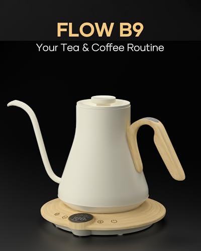 Cocinare Gooseneck Electric Kettle, ±1°F Precise Temperature Control, 1500W Fast Heating, Pour Over Coffee & Tea Kettle with Brew Timer & Keep Warm, Stainless Steel, 0.9L (White Maple) - color: White Maple