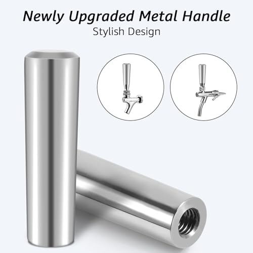 MRbrew Beer Tap Handle 304 Stainless Steel Beer Faucet Handle 2 PCS, Standard 3/8”Threading Kegerator Tap for Kegerator Tower Stout Nitro Coffee