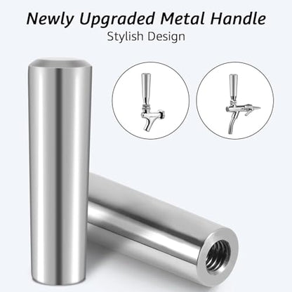 MRbrew Beer Tap Handle 304 Stainless Steel Beer Faucet Handle 2 PCS, Standard 3/8”Threading Kegerator Tap for Kegerator Tower Stout Nitro Coffee