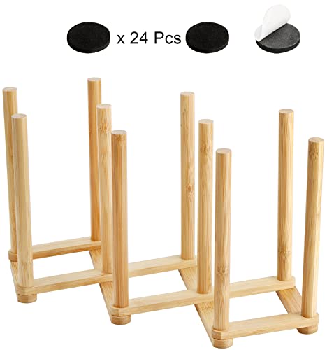 Yesland 2 Pack Wooden Bottle Drying Rack - Retractable Bamboo Dish Drying Rack Stand for Water Bottles, Baby Bottles, Sippy Cups, Reusable Bags, Plates, Cutting Boards - Kitchen Counter Organizer