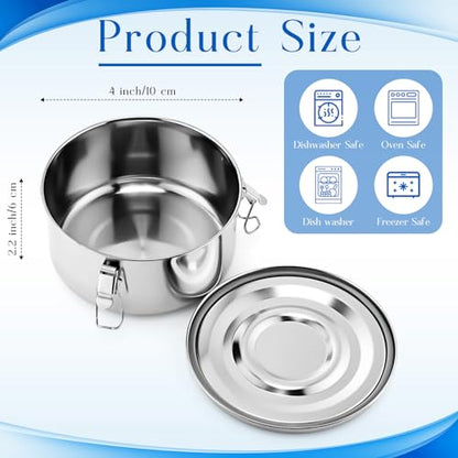 4 Pcs Small Stainless Steel Bento Box Bulk 13 oz Reusable 304 Stainless Steel Food Storage Containers with Lockable Clips to Leak Proof, Dishwasher Safe - size: 13 oz