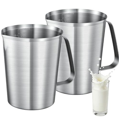 Stainless Steel Measuring Cups 2-Pack, Unbreakable Metal Measuring Cup Set with Easy-Read OZ/ML Marks & Secure Grip Handle, Ideal for Kitchen, Baking, Bar, Party & Pet Food (48 oz+48 oz) - size: 48 oz+48 oz