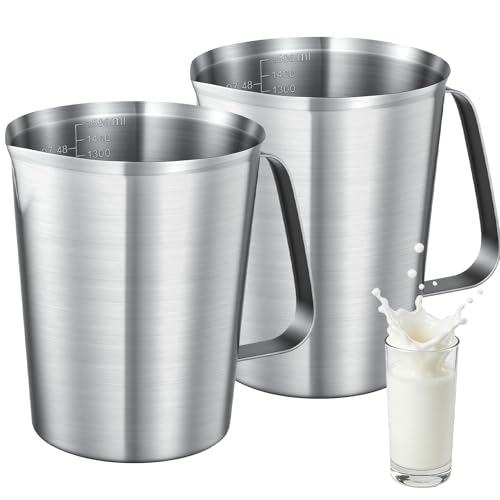 Stainless Steel Measuring Cups 2-Pack, Unbreakable Metal Measuring Cup Set with Easy-Read OZ/ML Marks & Secure Grip Handle, Ideal for Kitchen, Baking, Bar, Party & Pet Food (48 oz+48 oz) - size: 48 oz+48 oz
