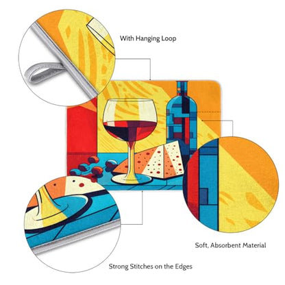Dish Mat Drying Kitchen Mat Cheese Wine Dish Drying Mat Dish Draining Super Absorbent Drying Mat Reversible Washable Reusable Coffee Mat 18x24" - size: 24" x 18"
