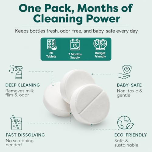 Descaling Tablets for Bottle Washer & Warmers (20 Count) - Descaler Tablets, Removes Limescale Milk Residue & Mineral Buildup Compatible with Momcozy, Baby Breeza, Grownsy & All Bottle Washers