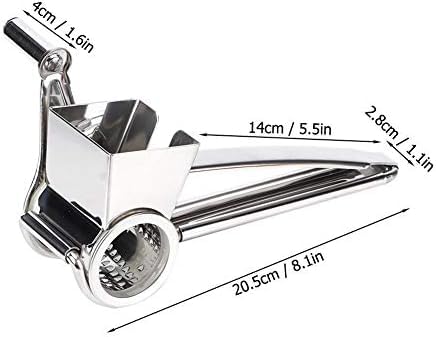Hand Crank Cheese Grater with Stainless Steel Drum | Ergonomic Rotary Grater & Shredder for Hard Cheeses, Vegetables & More - Easy-to-Use Handheld Kitchen Tool for Cooking and Food Prep