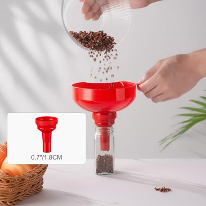 Pisol Wide Mouth Funnels for Kitchen Use, Versatile Food Grade Funnels for Filling Bottles, Plastic Cooking Funnel Set with Strainer, Large Long Neck Funnel for Canning, Mason Jar, Shampoo, Liquids