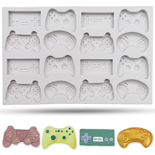 SAKOLLA Game Controller Silicone Molds, 16 Cavity Video Game Controller Molds for Chocolate, Candy, Cake Decoration, Cake Pops, Resin - color: Gray