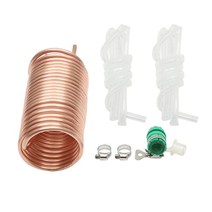 Copper Cooling Coil Pipe, Immersion Wort Chiller Coil Homebrew with Garden Hose Fitting & Hose Clamp, Efficient Cooling, 0.31inch Diameter, Homebrew Wort Chiller with Pipe Caps for Beer Holding Tanks - color: Copper