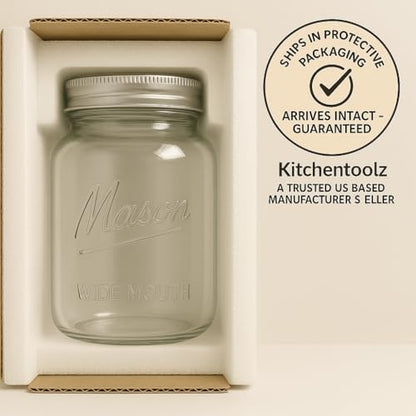 kitchentoolz Large Mason Jars with Lids – 64 oz Mason Jars Wide Mouth, 1/2 Gallon Glass Jar with Lid for Pantry Storage, Canning, Flour, Dry Goods – 2 Pack - size: Pack of 2