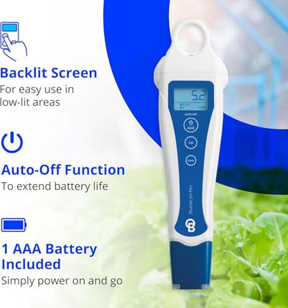Bluelab pH Pen - ± 0.1 pH Accurate, Durable Double Junction Probe, Waterproof & Floats, Auto Temperature Compensation, Easy Calibration - Made in NZ - style: PH Pen